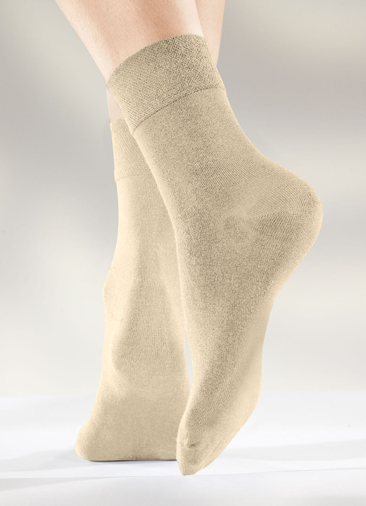 Kousen - Six-pack sokken in verschillende kleurstellingen, in Größe 1 (Schoenm. 35-38) bis 3 (Schoenm. 43-46), in Farbe 2X BEIGE, 2X ZAND, 2X KHAKI Ansicht 1