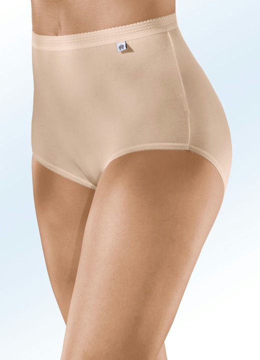 Slip - Verpakking van vijf slips met elastische boorden, in Größe 040 bis 060, in Farbe HUIDKLEURIG Ansicht 1