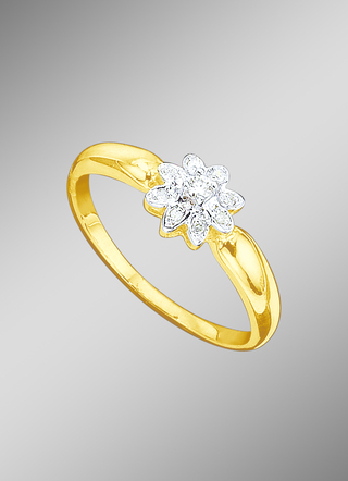 Damesring met briljant en diamanten