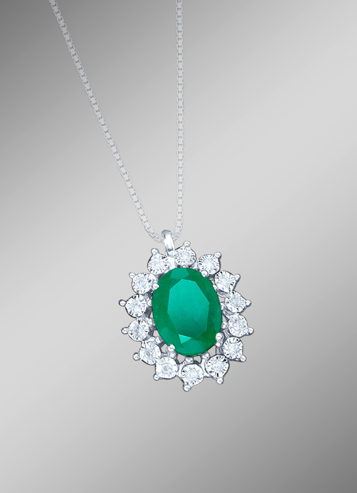Kettinghanger - Kettinghanger met echte smaragd en diamanten, in Farbe