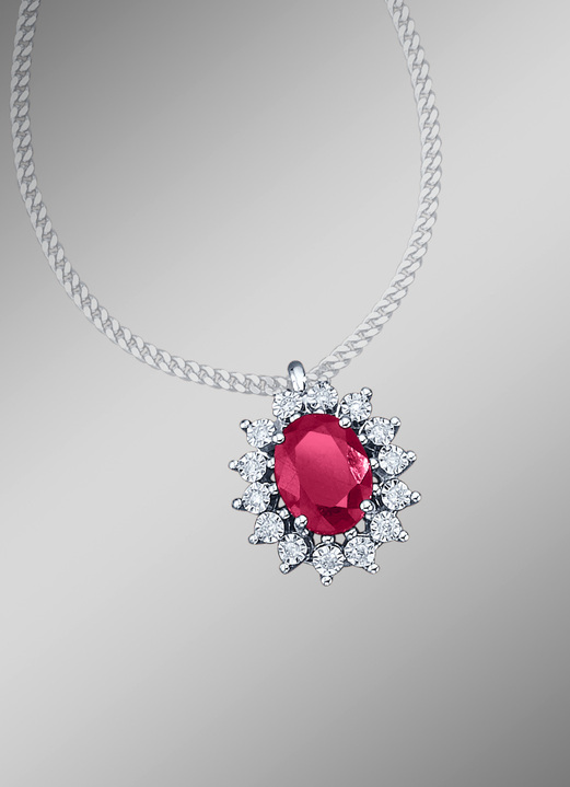 Kettinghanger - Kettinghanger met echte robijn en diamanten, in Farbe