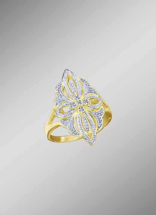 Ringen - Bloemen damesring met 4 diamanten, in Größe 160 bis 220, in Farbe  Ansicht 1