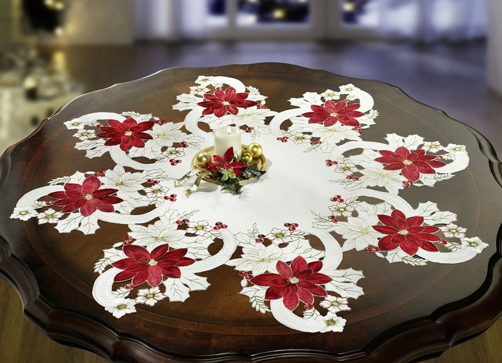 Tafellakens - Tafel- en kamerdecoratie van Schäfer, in Größe 140 (Tafeldecoratie ster, ø 40 cm) bis 404 (Kussensloop, 40/40 cm), in Farbe WIT/ROOD Ansicht 1
