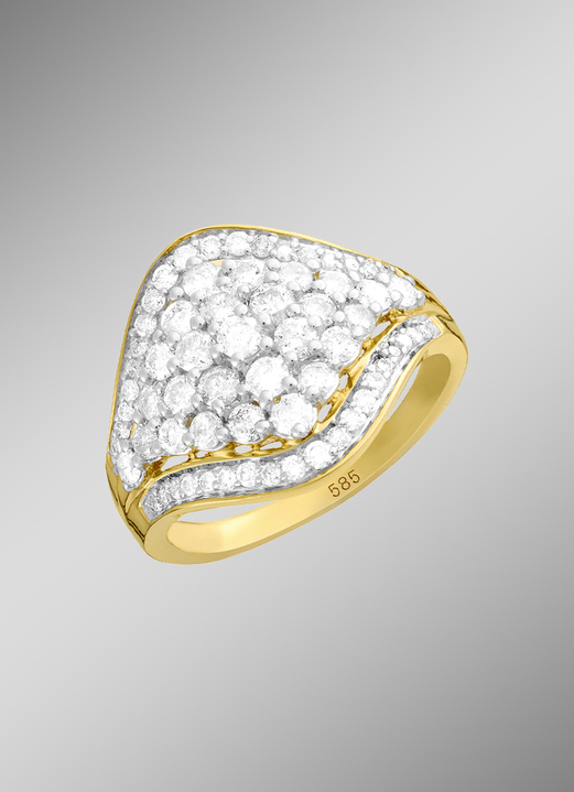 Ringen - Zwaar afgeschuinde damesring met diamanten, in Größe 160 bis 220, in Farbe