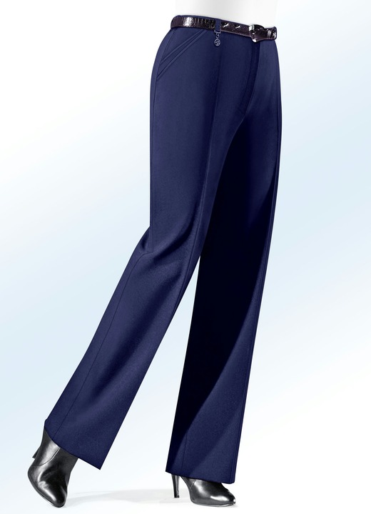 Broek met knoop- en ritssluiting - Broek met decoratieve hanger in 6 kleuren, in Größe 019 bis 100, in Farbe MARINE Ansicht 1