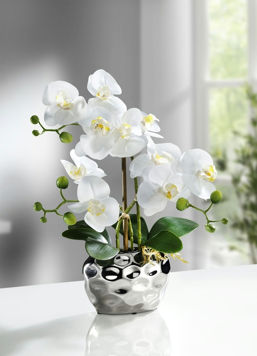 Woonaccessoires - Orchidee in pot, in Farbe ZILVER