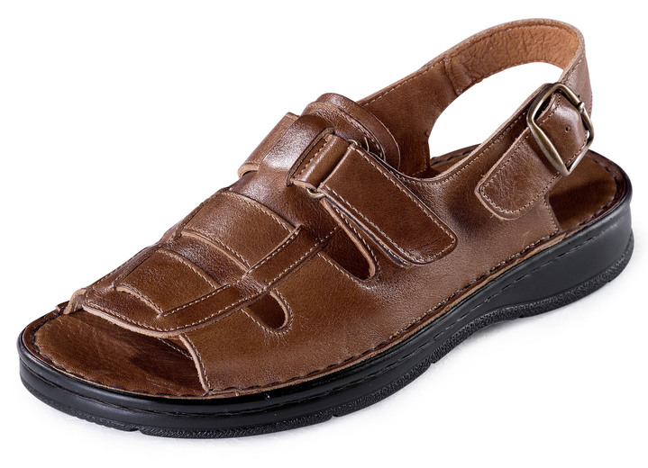 Sandalen & slippers - Gemini, klassieke herensandalen, met klittenbandsluiting Sandalen & slippers - Gemini, klassieke herensandalen, met klittenbandsluiting, in Größe 040 bis 047, in Farbe COGNAC