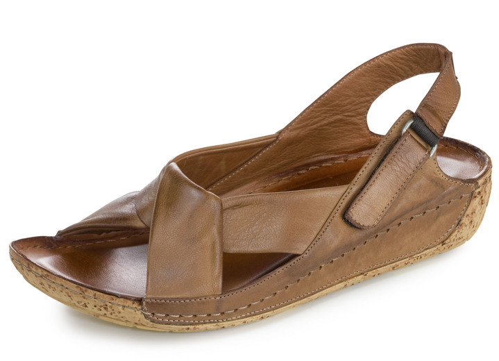 Sandalettes & slippers - Gemini, comfortabele damessandalen, breedte G, met elastische band, in Größe 036 bis 042, in Farbe COGNAC Ansicht 1