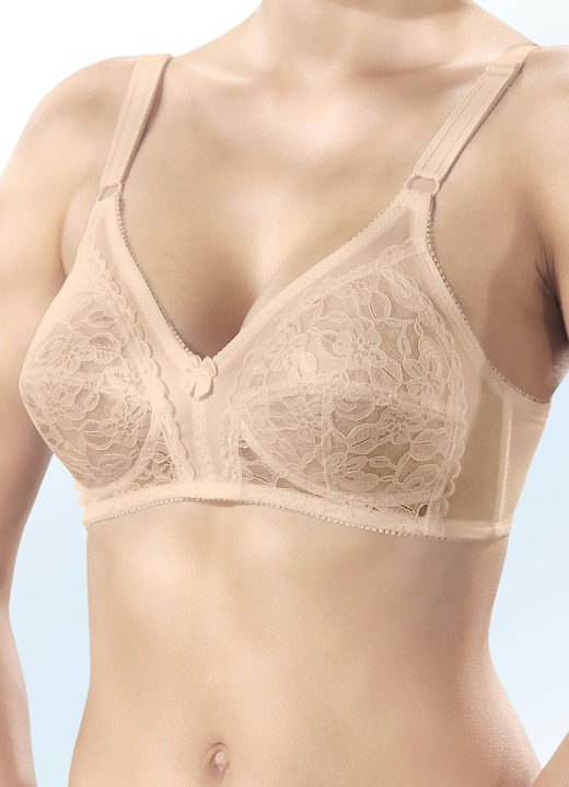 BH dubbel pakket - Sassa two-pack bh met bloemenkant aan de voorkant, in Größe 075 bis 100, in Cup A, in Farbe HUIDKLEURIG Ansicht 1