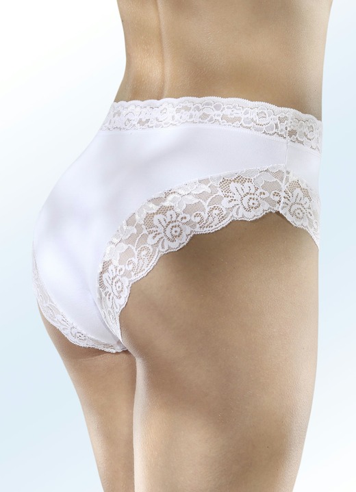 Slip - Set van drie slips met elastisch kant, in Größe 036 bis 050, in Farbe 2X WIT, 1X ZWART Ansicht 1