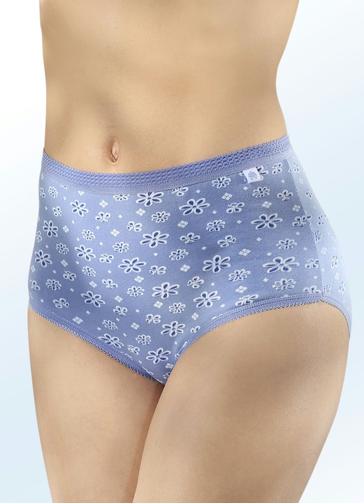 Slip - Set van zes slips met elastische manchetten, in Größe 040 bis 060, in Farbe 3X JEANS BLAUW-WIT-MARINE, 3X JEANS BLAUW Ansicht 1