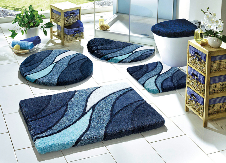Badmatten - Kleine Wolke badkamerset in Table Tuft kwaliteit, in Größe 100 (douchemat, 50/80 cm) bis 112 (Toiletdekselafdekking 47/50 cm), in Farbe BLAUW Ansicht 1