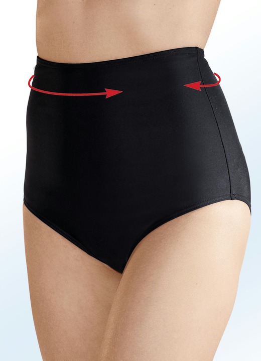 Bikini - Set van twee hoog uitgesneden bikinibroekjes met vormgevende voering aan de voorkant, in Größe 038 bis 054, in Farbe 1x ZWART, 1x MARINE Ansicht 1