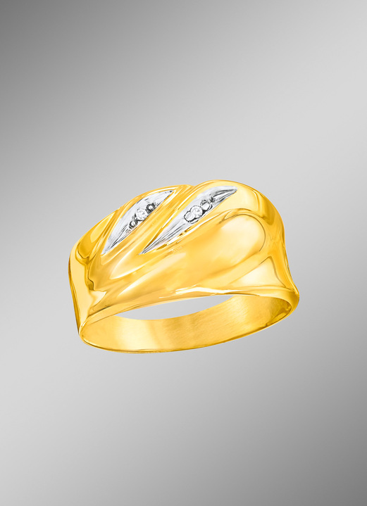 - Damesring in bicolor met 1 diamant, in Größe 160 bis 220, in Farbe  Ansicht 1