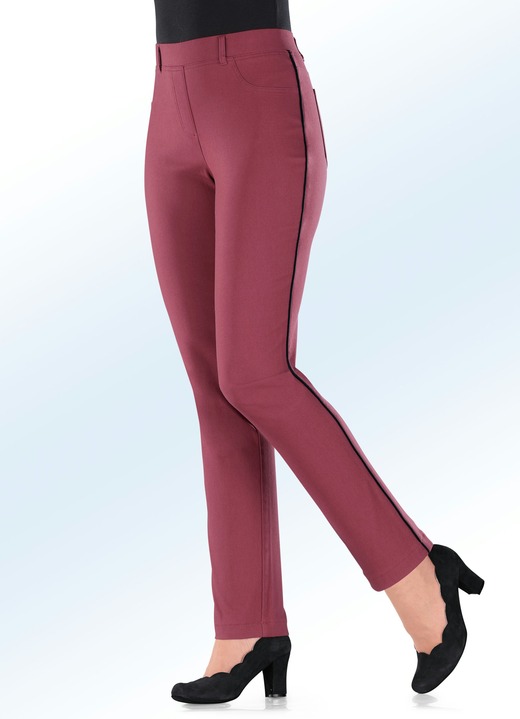 - Broek met contrasterende decoratieve biezen - Broek met contrasterende decoratieve biezen, in Größe 019 bis 054, in Farbe CHIANTI-ZWART