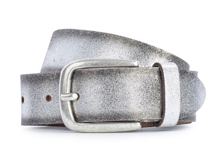 Riemen - Trendy dames leren riem, 3 cm breed, in Größe 090 bis 110, in Farbe ANTIEK ZILVER Ansicht 1