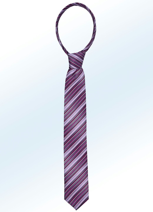 Herenmode - Prachtige gestreepte stropdas, in Farbe AUBERGINE Ansicht 1