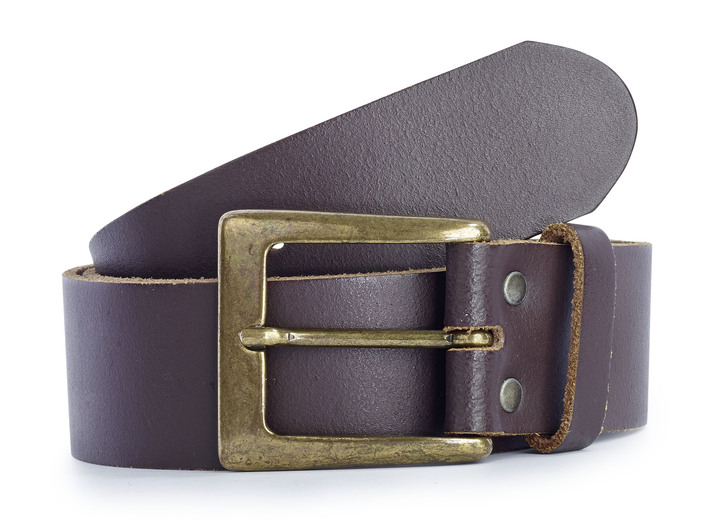 Herenmode - Elegante herenriem, 4 cm breed, in Größe 090 bis 130, in Farbe DONKERBRUIN Ansicht 1
