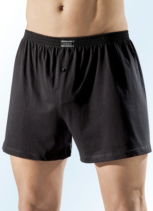 Onderbroeken - Set van vijf boxershorts van biologisch katoen met gulp, effen en gemêleerd, in Größe 3XL (9) bis XXL (8), in Farbe 3X ZWART, 2X GRIJS GEMÊLEERD Ansicht 1