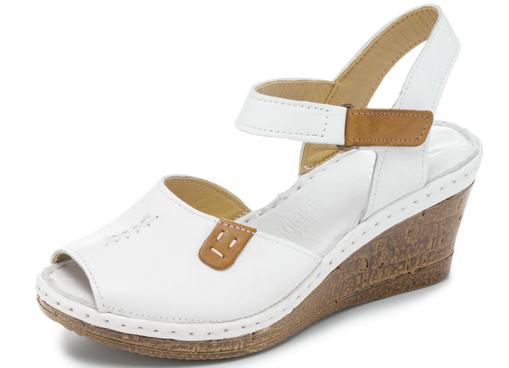 Sandalettes & slippers - Gemini sandaal van gekleurd rundnappaleer, in Größe 036 bis 041, in Farbe WITTE COGNAC Ansicht 1