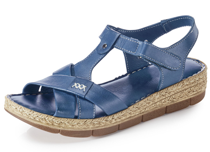 Sandalettes & slippers - Andrea Conti barsandaal van rundnappaleer, in Größe 036 bis 042, in Farbe JEANS Ansicht 1