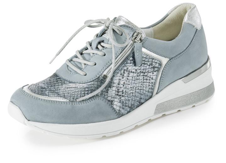 Breedte H - Waldläufer, comfortabele dames veterschoenen, breedte H, met uitneembaar voetbed, in Größe 4 1/2 bis 9, in Farbe BLAUW MATZILVER Ansicht 1