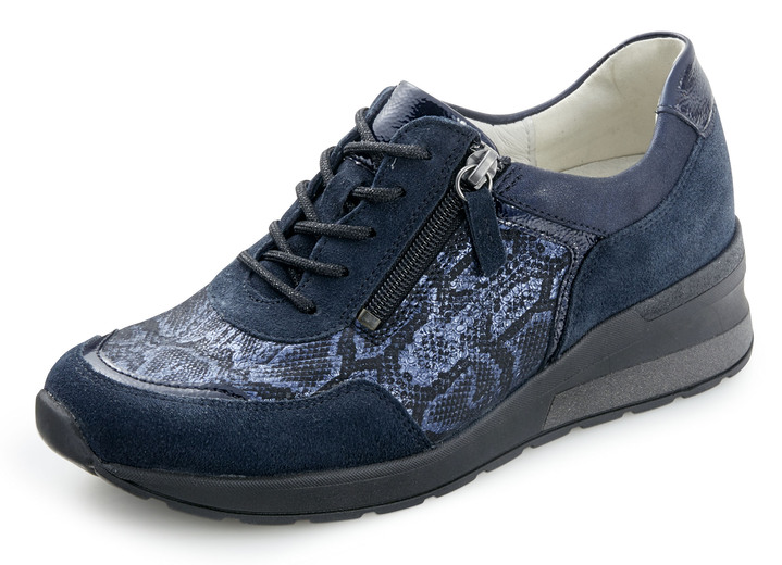 Breedte H - Waldläufer, comfortabele dames veterschoenen, breedte H, met uitneembaar voetbed, in Größe 4 1/2 bis 9, in Farbe DONKERBLAUW Ansicht 1