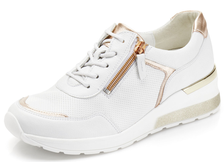 Breedte H - Waldläufer, comfortabele dames veterschoenen, breedte H, met uitneembaar voetbed, in Größe 4 1/2 bis 9, in Farbe WIT ROSÉGOUD Ansicht 1