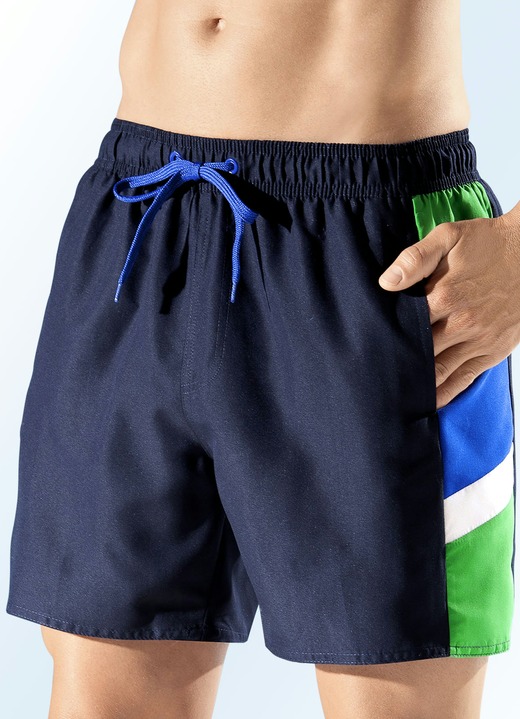 Zwemshort - Zwemshort met zijzakken, microvezel, in Größe 005 bis 012, in Farbe NACHTBLAUW-MEERKLEURIG