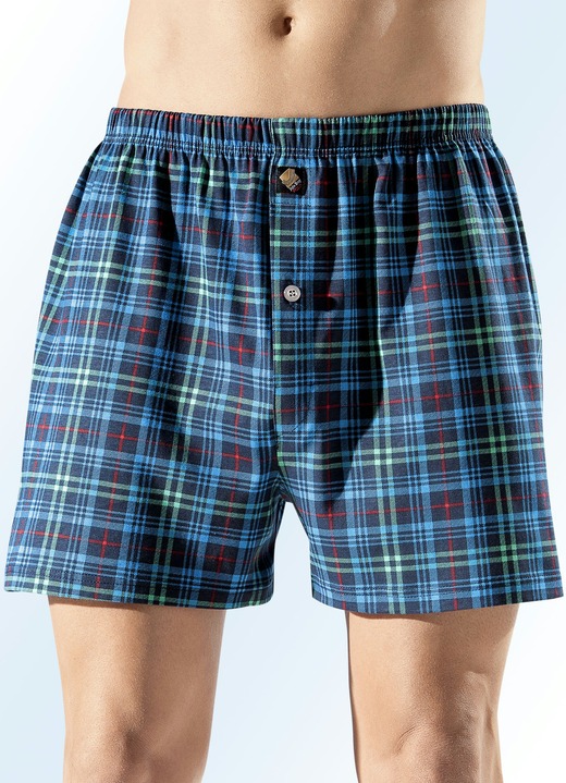 Onderbroeken - Vier-pack boxershorts met geruit ontwerp Onderbroeken - Vier-pack boxershorts met geruit ontwerp, in Größe 005 bis 016, in Farbe 2X MARINE-GROEN-MEERKLEURIG, 2X MARINE-GEEL-MEERKLEURIG