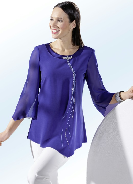 Blouses & tunieken - Tuniek met glanzende edelstenen, in Größe 038 bis 054, in Farbe KONINGSBLAUW Ansicht 1