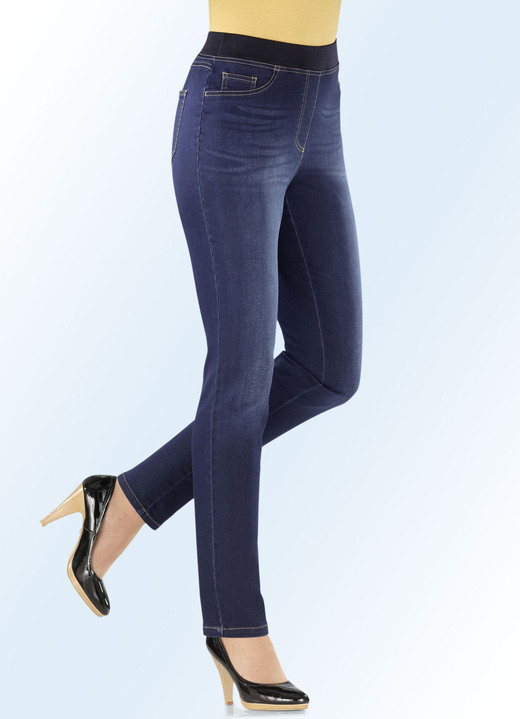 Jeans - Power stretch jeans in een slip-on stijl, in Größe 018 bis 092, in Farbe DONKERBLAUW Ansicht 1