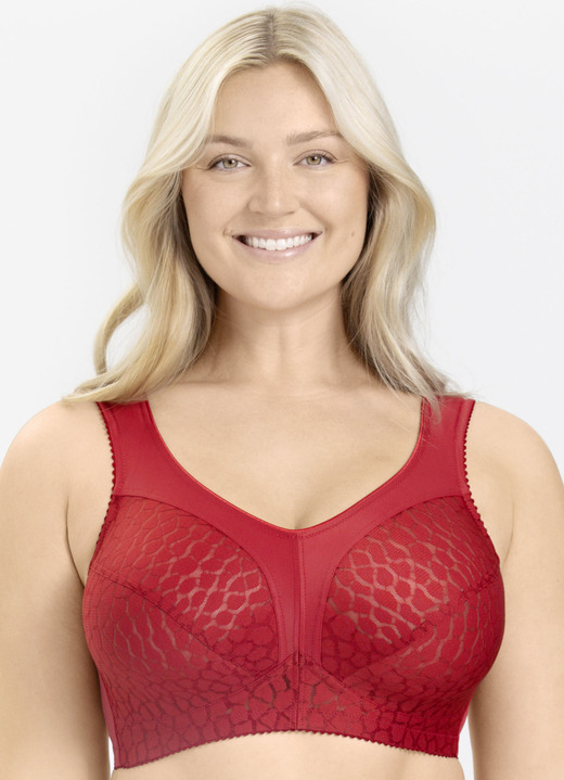 Soft-BH - Miss Mary bh met gestructureerde cups, in Größe 080 bis 110, in Cup E, in Farbe ROOD Ansicht 1