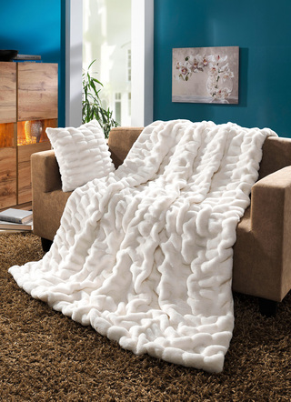 Zachte, elegante plaid en kussenhoes van premium imitatiebont