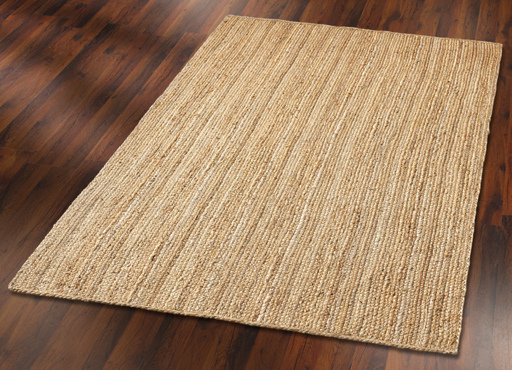 Modern - Vloerkleden en tapijten van handgevlochten jute, in Größe 118 (vloerkleed, 90 x 160 cm) bis 314 (Brug ovaal, 120 x 180 cm), in Farbe BEIGE Ansicht 1