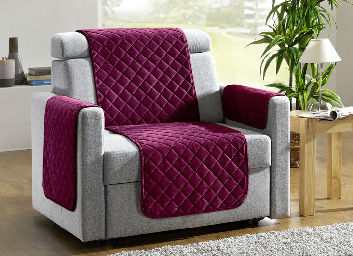 Grand foulards - Fauteuil-, bank- en armleuningbeschermers met bandrand, in Größe 101 (Fauteuilbeschermer, 50 x 150 cm) bis 865 (2 armleuningbeschermers, 50 x 70 cm), in Farbe BORDEAUX Ansicht 1