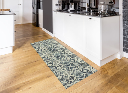 Duurzame keukenloper en vloerkleed in tegeldesign