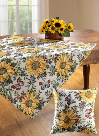 Tafel- en kamerdecoratie met zonnebloemmotief