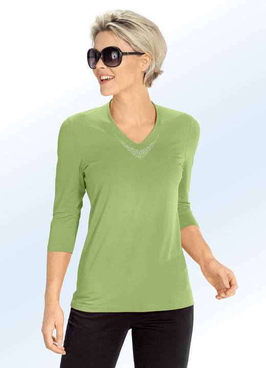 3/4-mouw - Shirt met V-hals in 5 kleuren 3/4-mouw - Shirt met V-hals in 5 kleuren, in Größe 036 bis 054, in Farbe LIMOEN