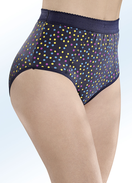 Slip - Set van vijf slips met een kleurrijk stippendessin, in Größe 038 bis 056, in Farbe MARINE-MEERKLEURIG Ansicht 1