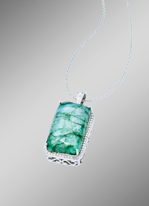 Kettinghanger - Kettinghanger met natuurlijke smaragd en ankerketting, in Farbe