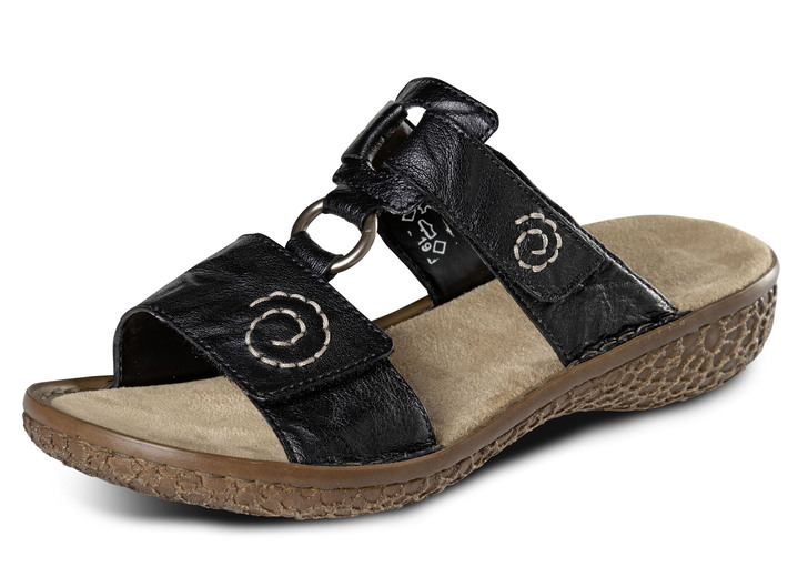Sandalettes & slippers - Rieker muiltjes met subtiele siernaden, in Größe 036 bis 042, in Farbe ZWART Ansicht 1