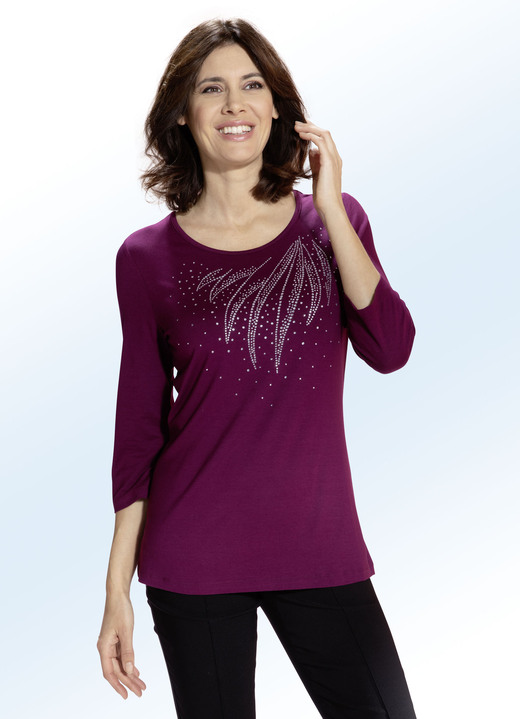 Shirts met strass steentjes - Shirt met decoratieve steendecoratie in 2 kleuren, in Größe 036 bis 054, in Farbe BES Ansicht 1