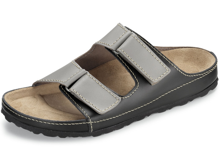 Sandalen & slippers - GINO GALANTE, klassieke herenmuiltjes, gemaakt van leer Sandalen & slippers - GINO GALANTE, klassieke herenmuiltjes, gemaakt van leer, in Größe 040 bis 046, in Farbe GRIJS-ZWART