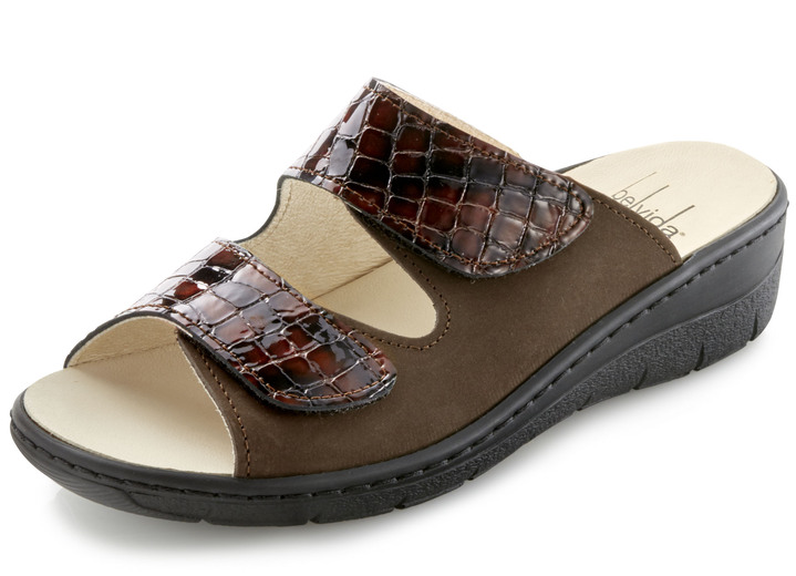 Sandalettes & slippers - ELENA EDEN, comfortabele damesmuiltjes, breedte H, met uitneembaar voetbed, in Größe 036 bis 042, in Farbe BRUIN-BORDEAUXROOD Ansicht 1