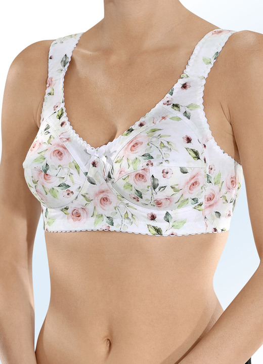 Soft-BH - BH met bloemenmotief, in Größe 080 bis 110, in Cup B, in Farbe WIT-MULTICOLOR Ansicht 1
