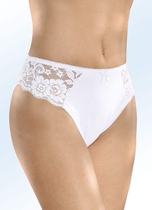 Slip - Set van vier slips met elastische kant, in Größe 036 bis 050, in Farbe WIT Ansicht 1