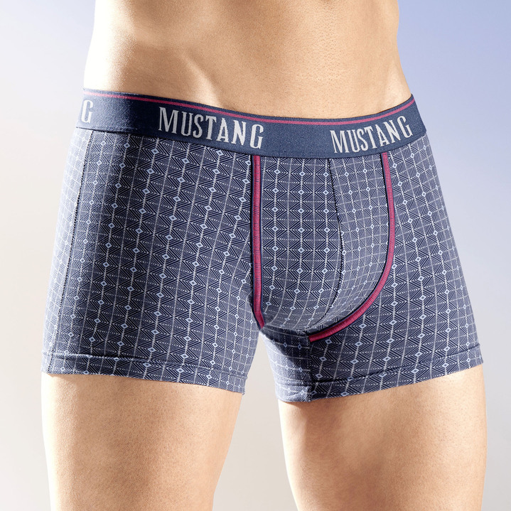 Onderbroeken - Mustang, set van drie broeken, geruit, in Größe 004 bis 008, in Farbe NAVY-MEERKLEURIG Ansicht 1