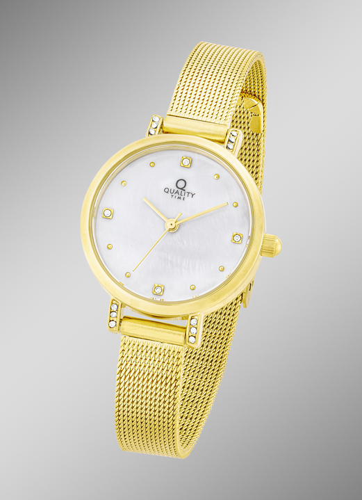 Kwartshorloges - Quality Time Quartz dameshorloge – het horloge voor bijzondere momenten, in Farbe , in Ausführung GELBGOLDFARBEN Ansicht 1