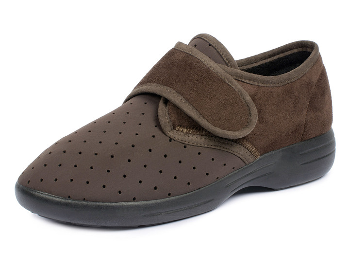 Instappers & veterschoenen - Aerosoft® Flex stretch klittenbandpantoffels van Jürgen Hirsch®, in Größe 036 bis 046, in Farbe BRUIN Ansicht 1